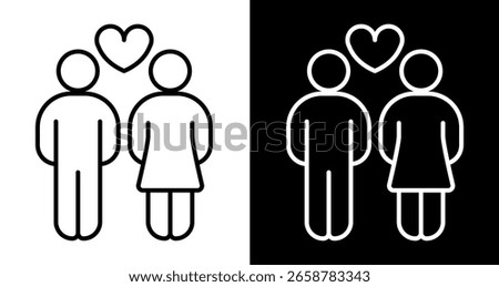Couple with Heart editable line icon