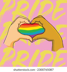 Couple Heart Hands, Homosexual Flag, Pride Day Poster Illustration