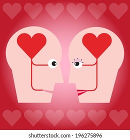 The couple with heart in head concept