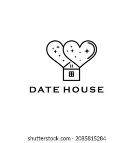 couple heart and house lusty lodge logo design vector illustration