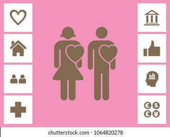 Couple & Heart Icon With Bonus Icons. Eps-10.