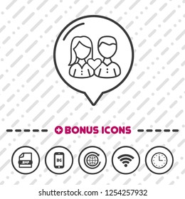 Couple with Heart icon thin line Bonus Icons. Eps10 Vector.