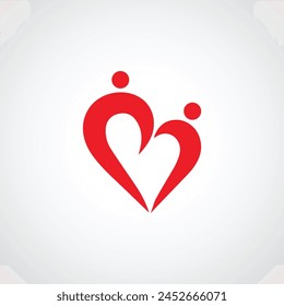 Couple heart logo design on white background