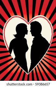 couple in a heart with red rays
