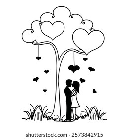  couple heart shaped tree bla eps romantic silhouette