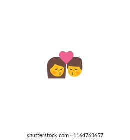 Couple with Heart Vector Flat Illustration