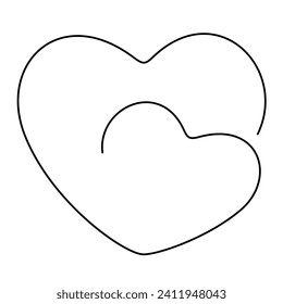 couple of hearts becoming one whole. one line drawing vector illustration