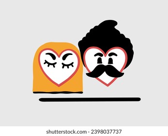 Couple hearts doodle vector image