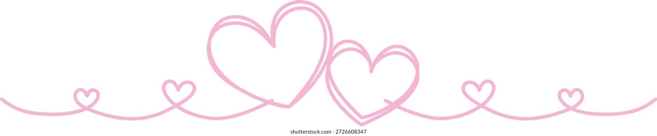 Pareja de corazones formados por una línea continua – Dos corazones conectados – Arte lineal minimalista de dos corazones abstractos que representan al hombre y la mujer