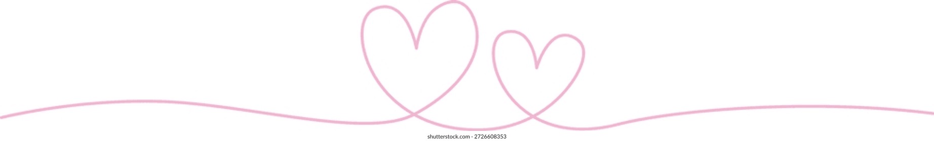 Pareja de corazones formados por una línea continua – Dos corazones conectados – Arte lineal minimalista de dos corazones abstractos que representan al hombre y la mujer