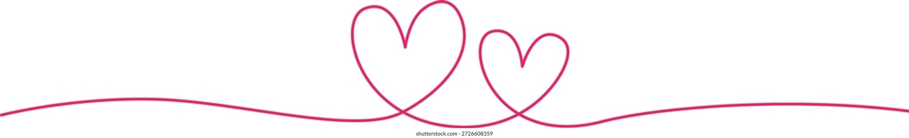 Pareja de corazones formados por una línea continua – Dos corazones conectados – Arte lineal minimalista de dos corazones abstractos que representan al hombre y la mujer