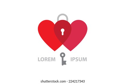 Couple Hearts Logo vector design template. Marriage day icon.