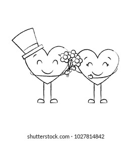 couple hearts love hoding bouquet flowers