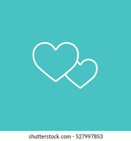 couple of hearts love romantic outline line icon white on blue