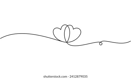 the couple of hearts, one single continious line drawn 