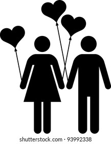 couple with heart-shaped balloons