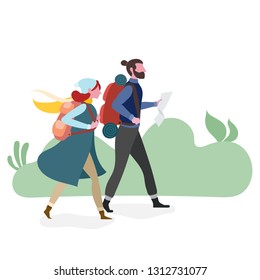 Couple hiking together 