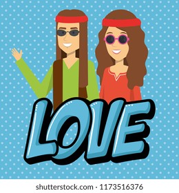 couple hippies lifestyle characters