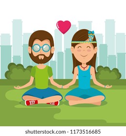 couple hippies lifestyle characters