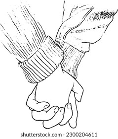 A couple hold hand in hand each other.