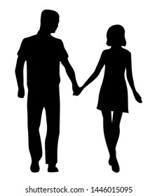 Couple Hold Hands Front View People Stock Vector (Royalty Free ...