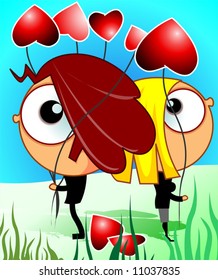  couple holding balloons	