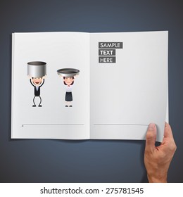 Couple holding a box and printed on book