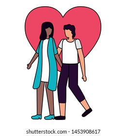 couple holding hand romantic love flat design vector illustration