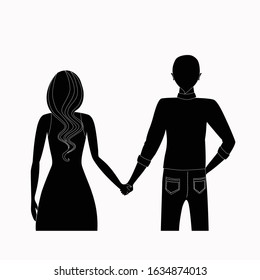 Couple Holding Hands Boy Girl Standing Stock Vector Royalty Free