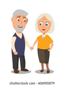 Couple holding hands. Color flat vector illustration isolated on white background