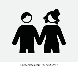 Pareja Manos Manos Icono Fecha Relación De Cita Juntos Amor Amor Brazo De Mano Romántico Brazo Negro Línea Blanca Símbolo Símbolo de símbolo EPS Vector