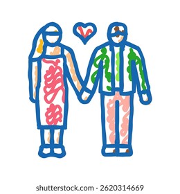 couple holding hands love doodle icon sketch vector. couple holding hands love sign. isolated symbol illustration