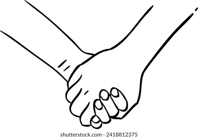 Couple holding hands outline vector eleven