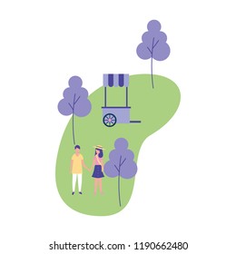 couple holding hands park booth trees nature