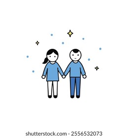 Couple Holding Hands in a Starry Night for Valentine's.