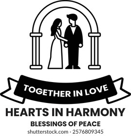 A couple is holding hands under an arch