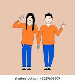 a couple holding hands while smiling