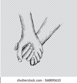 Couple holding. Sketching.