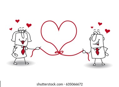 A couple holds a heart shape rope