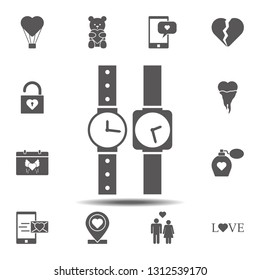 Couple of hours, lovers icon. Simple glyph, flat vector element of valentines day icons set for UI and UX, website or mobile application