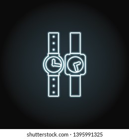 Couple of hours, lovers neon icon. Simple thin line, outline vector of valentines day icons for UI and UX, website or mobile application