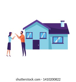 couple and house icon cartoon vector illustration graphic design