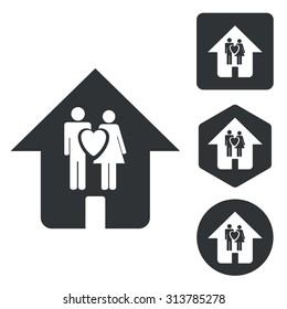 Couple house icon set, monochrome, isolated on white