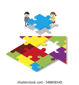 Couple with house jigsaw isometric