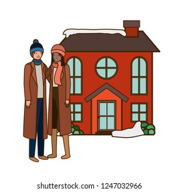 couple with house in winter avatar character