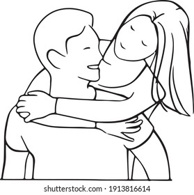 Couple Hug Each Other Love Drawing Stock Vector (Royalty Free ...