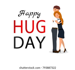 Couple hug. Flat vector illustration