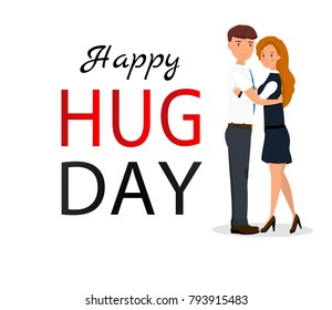 Couple hug. Flat vector illustration