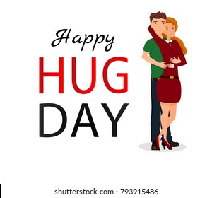 Couple hug. Flat vector illustration