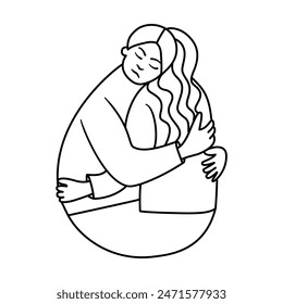 couple hug hugging cuddle love outline symbol 